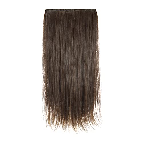 Image of KIS Synthetic Straight Hair Extensions with 4 Clip-in for Women, Globle | 24 Inches, Natural, Soft Heat Resistant Hair, Thick Washable Reusable, Artificial Hair Clip on Extension for Bridal, Wedding