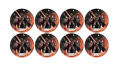 ALMACENESADAN, 5121, Pack fiesta cumpleaños; pack 8 platos de cartón 23 cm; de la licencia (Sw darth vader)