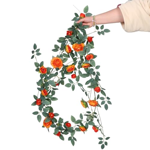 Guirnalda de flores artificiales Operitacx: vid de rosa en material resistente para interiores 4