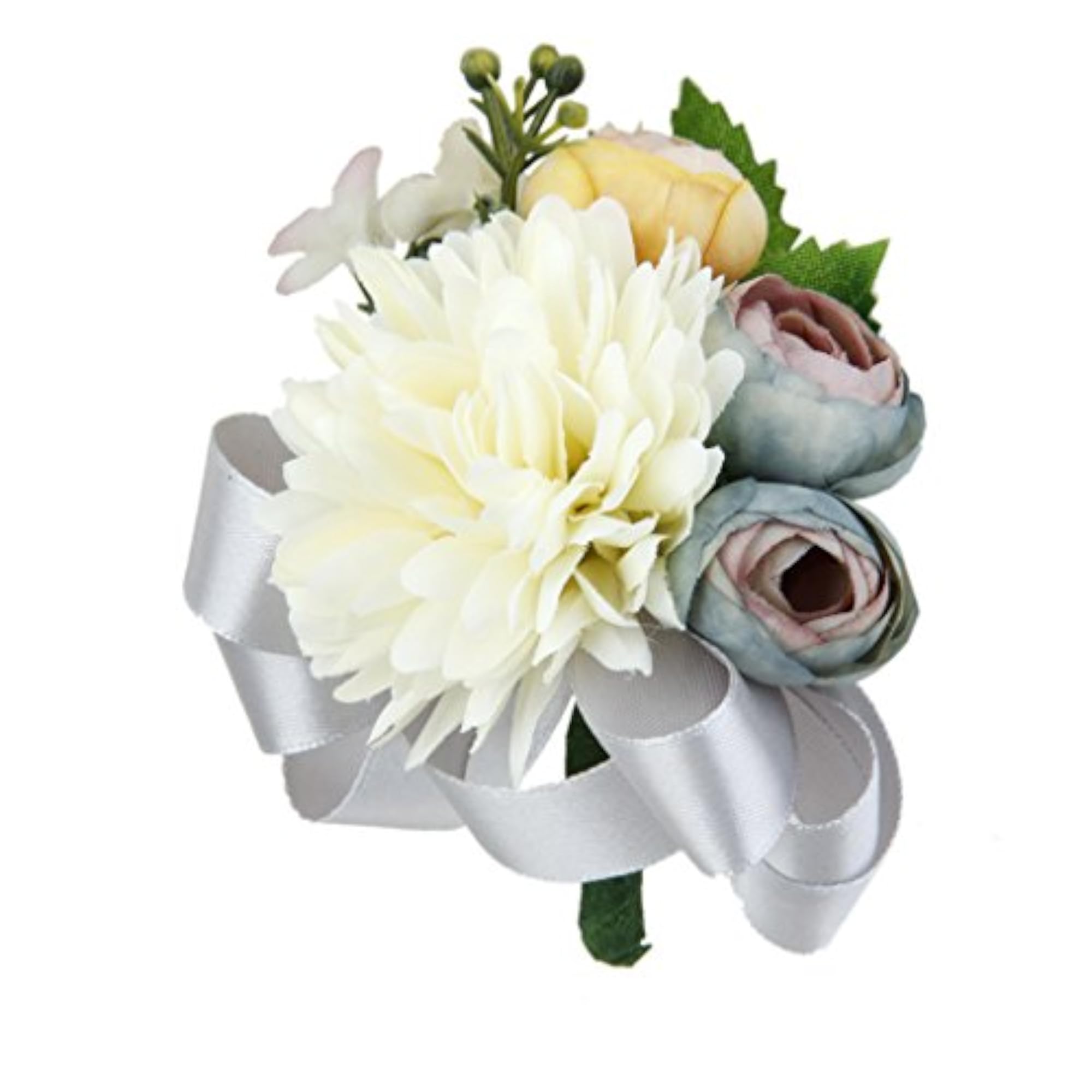 Imported Grey Satin Flower Corsage Brooch for Weddings
