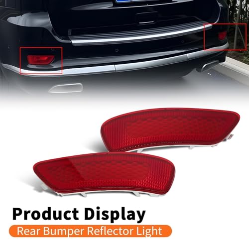 Image of Pair Left & Right Red Rear Bumper Reflector Light Compatible with Grand Cherokee 2012-2018 Compass 2011-2017 Journey 2012-2020 57010720AC 57010721AC