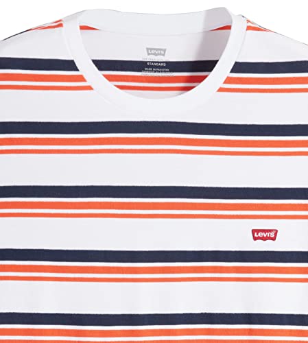Image of Levi's Original Short-Sleeved Housemark T-Shirt, Men's T-Shirt in Original Levi's Quality, Regular Fit with Crew Neck, Andres Stripe Bright White, XS
