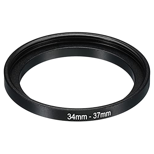PATIKIL 34mm-37mm Metal Step Up Ring, Camera Lens Filter Adapter Ring Aluminum Filter Adapter Ring for Camera Lenses Hood Black