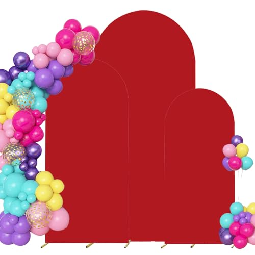 Paxdeje Red 4 5 6ft Set of 3 Spandex Arch Backdrop Cover (No Stand)