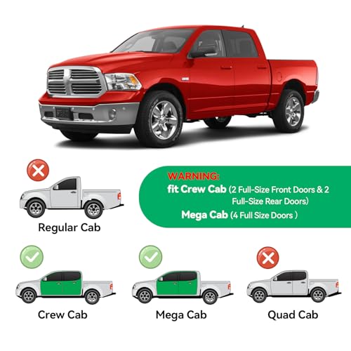 Image of in-Channel Rain Guards for 2009-2018 Dodge Ram 1500 Crew Cab, 2010-2025 Ram 2500 3500 Crew & Mega Cab, 2019-2024 Ram 1500 Classic Crew Cab, Window Visor Shields Vent Deflector Shade Wind Dark Smoke