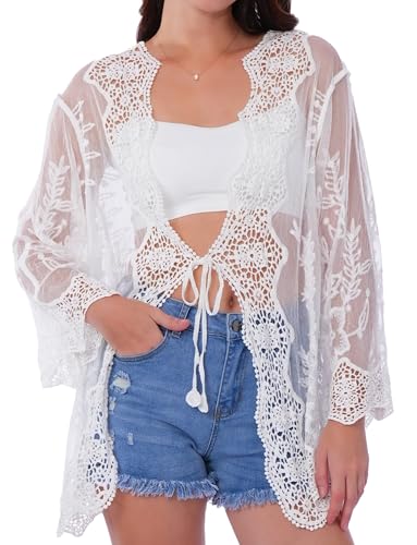 Kimono en dentelle Maeau : l'élégance d'un cardigan de plage bohème