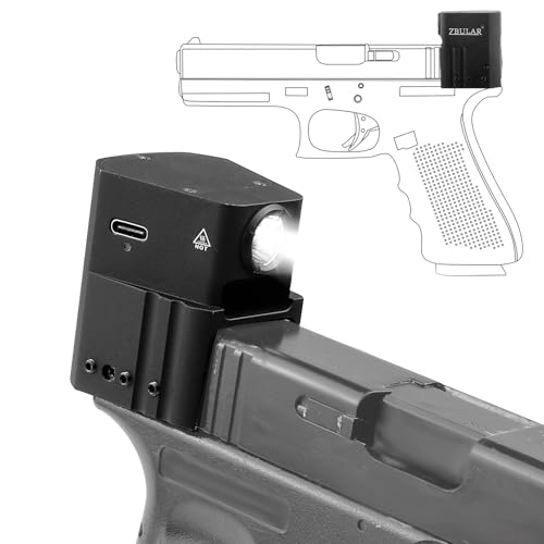 ZBULAR AL10 Pistol Light 950 Lm LED Home Defense Tactical Flashlight Type-C Rechargeable Slide Racker Jacker Compatible with Glock 17, 19, 19X, 26, PSA Dagger, and More with Improved Slide Grip