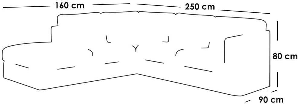 كنبة زاوية رُكنة على شكل حرف L تنجيد مريح - اللون بيج - مقاس 250 / 160 × 90 × 80 سم