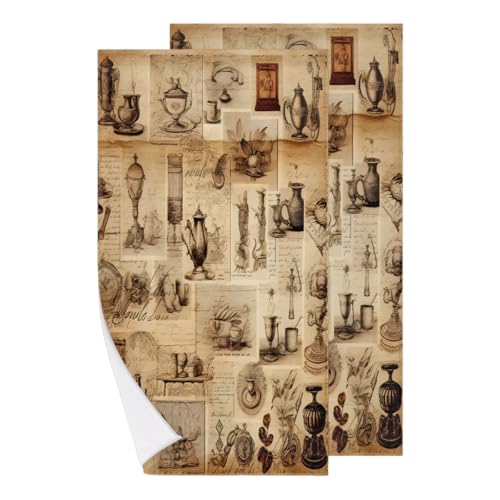 Pack de 2 Súper Suave Pareo Alimentos Vintage Toalla Sauna Sporthandtuch para Playa,Mascotas,Yoga 40X70cm