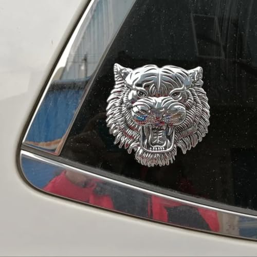 Image of Tiger 3D Metal Emblem for Cars & Bikes, Silver, Big 10 x 10 cm