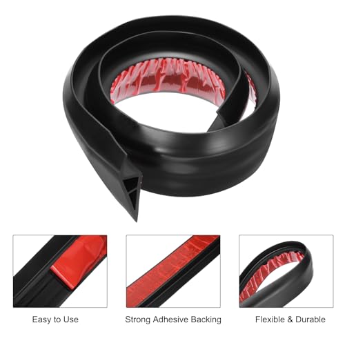 QUARKZMAN Bodenübergangsleiste Selbstklebend, 1m/3,3ft Laminat Türübergangsleisten Teppichkantenleiste für Teppichtüren zur Überbrückung von Bodenlücken Passend für 20mm Höhe, Schwarz