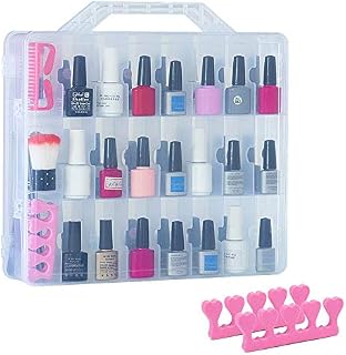 48 Bottles Universal Clear Gel Nail Polish Organizer Case Holder for Double Side