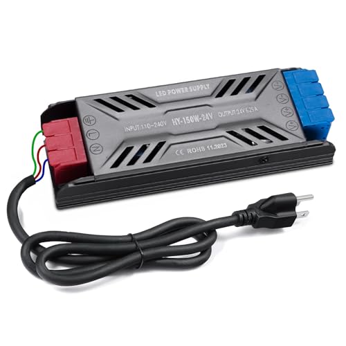 Image of LED Power Supply 24V 150W with Plug Ultra Slim LED Driver 110V AC to 24V DC 6.25A 150 Watt Quiet Low Volt Converter LEDs Transformer Constant Voltage for LEDs Strip Light, Indoor