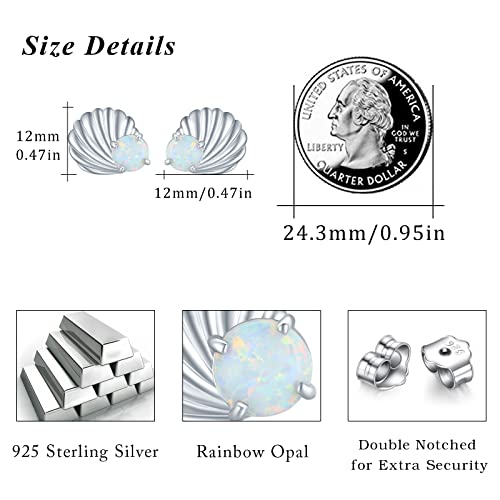 Seashell Stud Earrings 925 Sterling Silver Opal Shell Earrings Jewelry Gifts For Women Girls #TOP3