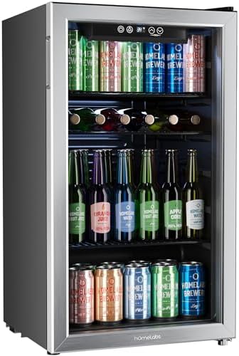 hOmeLabs 120-Can Beverage Refrigerator with glass door