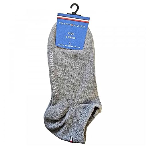 Tommy Hilfiger Niños Unisex 2 Pack Calcetines Zapatillas, Melange Gris Medio 35/38 (UK 2.5-5) Melange Gris Medio