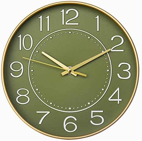 HZDHCLH Wall Clock 10 Inch Silent Non Ticking Clock Round Wall DecorWall Clocks for Living Room Kitchen Office (orange gold)