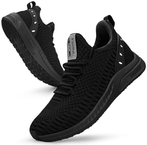 Feethit Women Tennis Running Shoes Walking Shoes Lightweight Casual Sneakers for Travel Gym Work Woman Waitress Nurse All Black 10