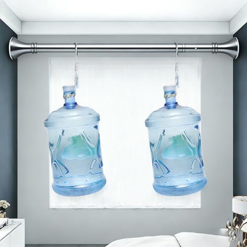 Barra Telescópica para Cortina de Ducha sin taladrar, Barra Cortina Ducha acero inoxidable antideslizante, Barra de Ducha Extensible 40-500cm para Ventana baño Balcón(Acero inoxidable,410-500cm)
