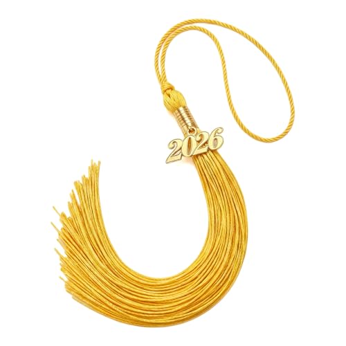 Lganze 2026 Graduation Tassel Gold - Cap Tassel for Graduation Decoration Craft Accessory with Gold 2026 Tag and Hanging Cord Gift