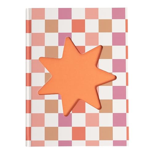 Pearhead Pink & Orange Star Cutout Hardcover Graph Notebook, 6.25x8.25 Grid Journal for Bullet Journaling, Planning & School Notes, 200 Pages