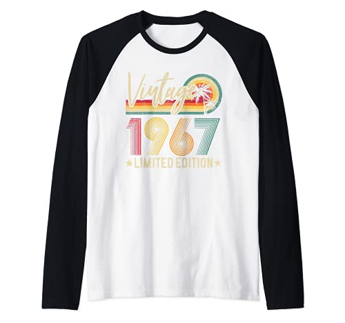 54th Birthday Gift 1967 54 Years Old Retro Limited Edition Camiseta Manga Raglan