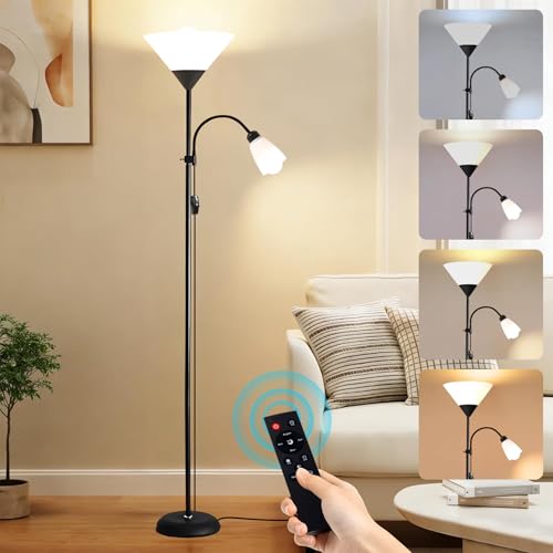 Floor Lamp, 165cm Dimmable Mother and Child Floor Lamp, 4 Color Temperatures Modern Standing Lamp with Adjustable Gooseneck for Living Room Bedroom Office