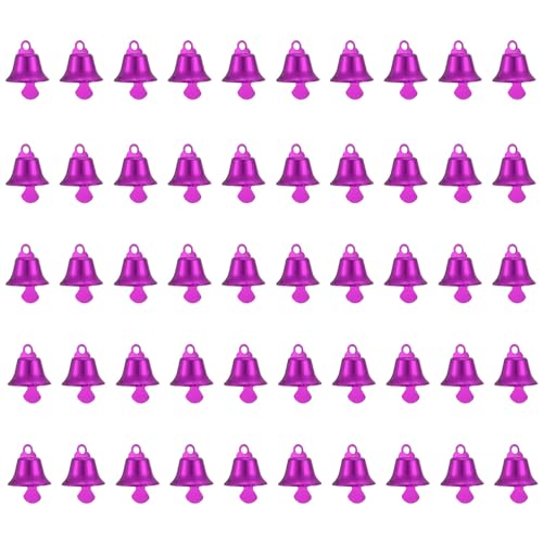 Patikil Mini Craft Bells - 50 Pcs Jingle Bells, 0.6" Metal, Purple for DIY Party Wedding Home Decoration Christmas