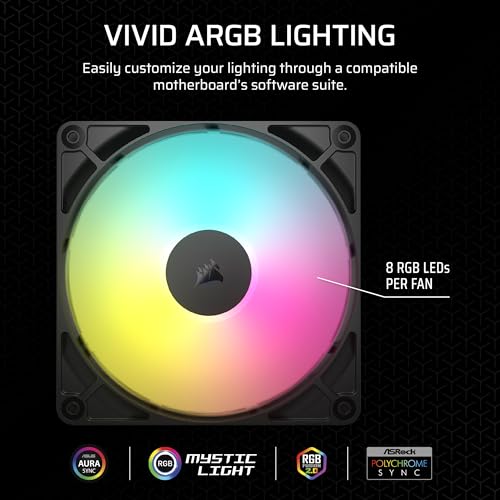 Image of CORSAIR RS140 ARGB PWM 140mm Fans Dual Pack - Simplified Control - Daisy-Chain 4-Pin PWM and +5V ARGB Connections - Concentrated AirGuide Cooling - Magnetic Dome Bearing