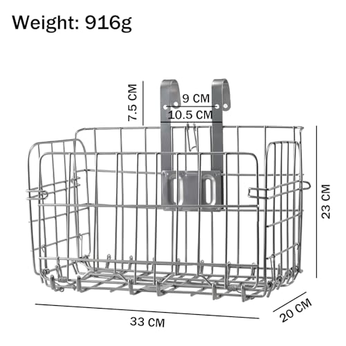 ASPIRER Fahrradkorb Vorne - Faltbar Lenkerkorb Vornekorb, Drahtgeflecht Zusammenklappbar Abnehmbar Vorne Hinten Hängender Fahrradkorb Rostfrei für Studenten/Bergsteiger/Cam (Silver)
