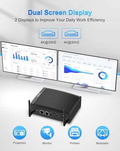 Image of FANPEEC Industrial Fanless Mini PC Core i5-8350U 32GB DDR4 RAM 512GB SSD, Fanless PC Dual HD Display, 2xRS232 COM, Industrial Computer Win 11 Pro Dual LAN, 8xUSB, Dual Band WiFi, BT4.2