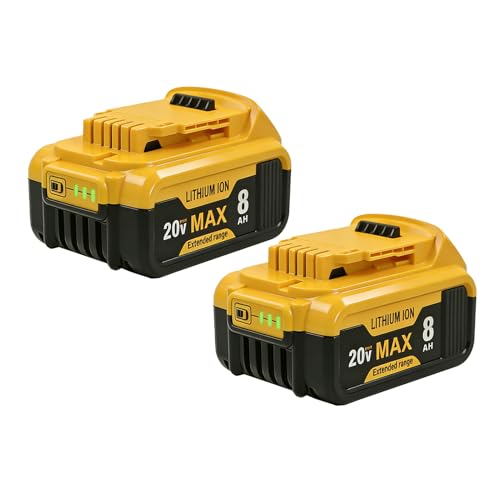 SANIU 8000mAh Replacement for Dewalt 20V MAX Battery Li-ion Compatible with Dewalt 20-Volt Cordless Power Tools DCB208 DCB207 DCB206 DCB204 DCB201 DCB203 DCB181 DCB180,2-Pack