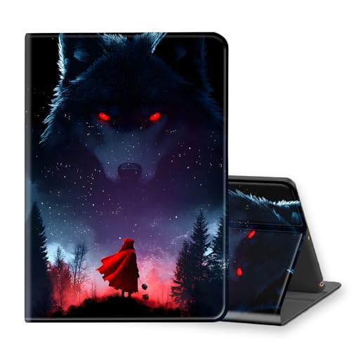 VOGDMKJG Stand Case for Microsoft Surface Pro 7 2019/Pro 6 2018/Pro 5 2017/Pro 4 2015 Release 12.3"-Auto Sleep/Wake Multi-Angle View Protective Tablet Cover for Girl Boy Business Travel Red Girl Wolf