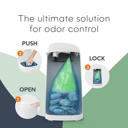 Diaper Genie Classic Diaper Pail Gift Set | Push-N-Lock Odor Control | Includes Starter Refill and Jumbo+ Refill | Holds up to 1,245 Newborn Diapers | Baby Registry Must-Have - image 4