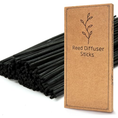 65PCS Reed Diffuser Sticks 19 cm Natural Rattan Wood Sticks Diffuser Refills Essential Oil Aroma Diffuser Replacements Sticks for Home Office (Black Colour)