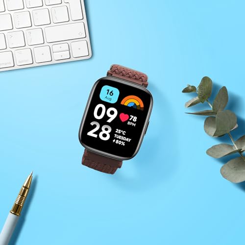 kwmobile Armband kompatibel mit Xiaomi Redmi Watch 3 Active - Nylon Fitnesstracker Sportarmband Band in Mauve - Innenma&szlig;e von 14-22 cm