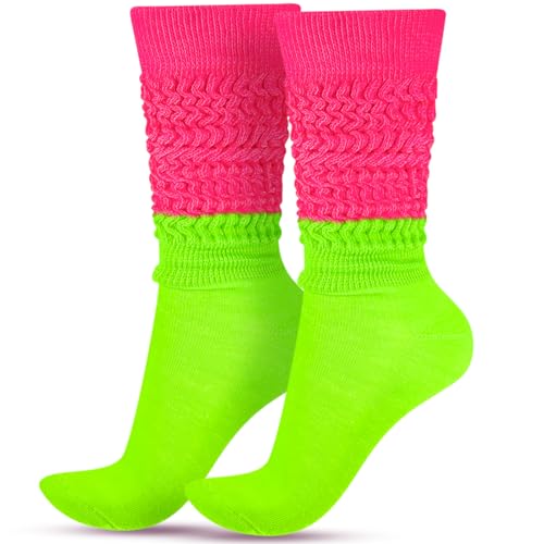Jambières fluo des années 80 90 souples extra longues pour femme