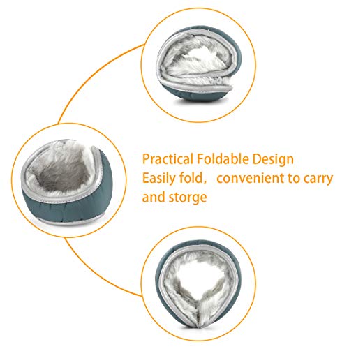 Uxcell Unisex Winter Outdoor Behind Hair Foldable Faux Fur Fleece Earmuffs 16.5"X4.3" Blue Gray #TOP4