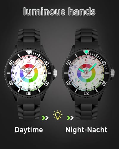 Kids Watch - Analog Watches for Kids -Boys and Girls Aged 5-16, Rotating Bezel, Soft Strap, Japanese Quartz Movement. Easy to Read and Learn Time2