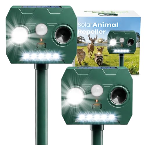 Image of Cat Repellent Outdoor Solar Animal Repeller Motion Activated Deer Repellent Device Humane Dog Racoon Squirrel Deterrent for Garden Yard Farm Waterproof (Mint Green)