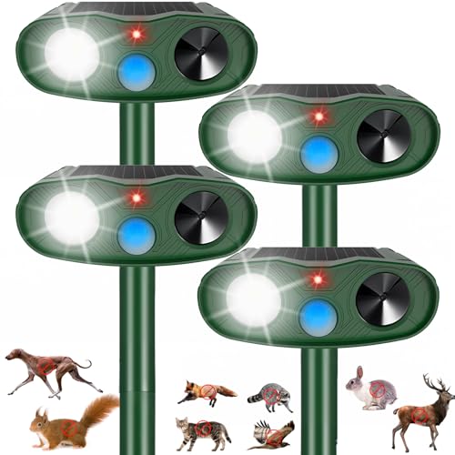 2026 Sonic Racoon Squirrel Fortress Pro Deer Repellent Devices IP65 Solar Ultrasonic Motion Activated Animal Repeller Outdoor Cat Repellent Fox Deterrent with Light for Rabbit Bear Dog Garden(4)