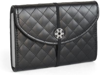 Black Faux Leather 13 pockets, 12 tabs Coupon Organizer, Photo, Recipe Organizer, Receipt Organizer, Sticker Organizer, Cash Organizer (Quilted)