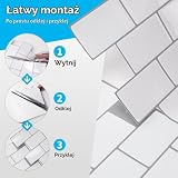 Art3d Płytki ceramiczne, płytki metro, samoprzylepne, naklejki na płytki, płytki samoprzylepne do kuchni, panele ścienne 3D, białe z szarą fugą, 30 x 30 cm, A17100WG