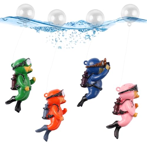 Orixo 4 Stück Taucher Aquarium Dekorationen, Schwimmende Dekoration fürs Aquarium, Taucher Figur Klein, Dekoration für Aquarien, für alle Arten von Fischen und Aquarien