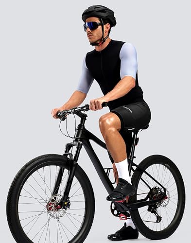 Short masculino de ciclismo acolchoado 4D para ciclismo com bolsos com zíper, Preto, G