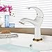 Produktbild Messing Wasserhahn Waschbecken von hoher Qualität einzigartiges Design Badezimmer Badewanne Wasserhahn Sola Hebel Gold und Weiß Abfall Waschbecken Wasserhahn