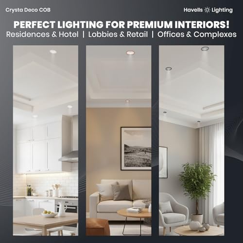 Image of Havells Crysta Deco Cob 18W 6K Silver,Led-Spotlights,Energy Efficient,Long Life of 25000 Burning Hours,Beam Angle of 36,Metal Body Cob with Independent Driver,Cool Daylight (6500K)