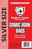 Gemini Premium Comic Book Bags (Current/Silver) | 100ct Silver Size Comic Book Sleeves (7 1/8' x 10 1/2') | 2-mil Polypropylene, Acid-Free, 1-1/2' Fold Over Flap, Enhanced Clarity and Protection
