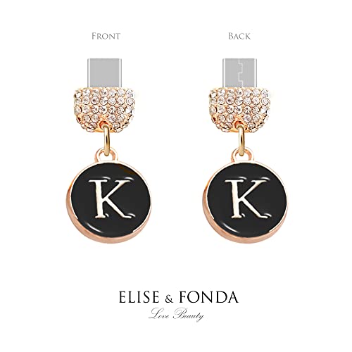 Elise & Fonda TP61 Type-C Usb Charging Port Crystal Anti Dust Plug Tiny Letter K Cell Phone Charm For Samsung/Huawei/Oneplus/Xiaomi/Oppo New Android Phones thumb #2