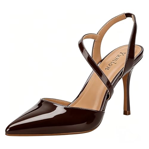 Yumlon Closed Toe Slingback Heels Wedding High Stiletto Heel for